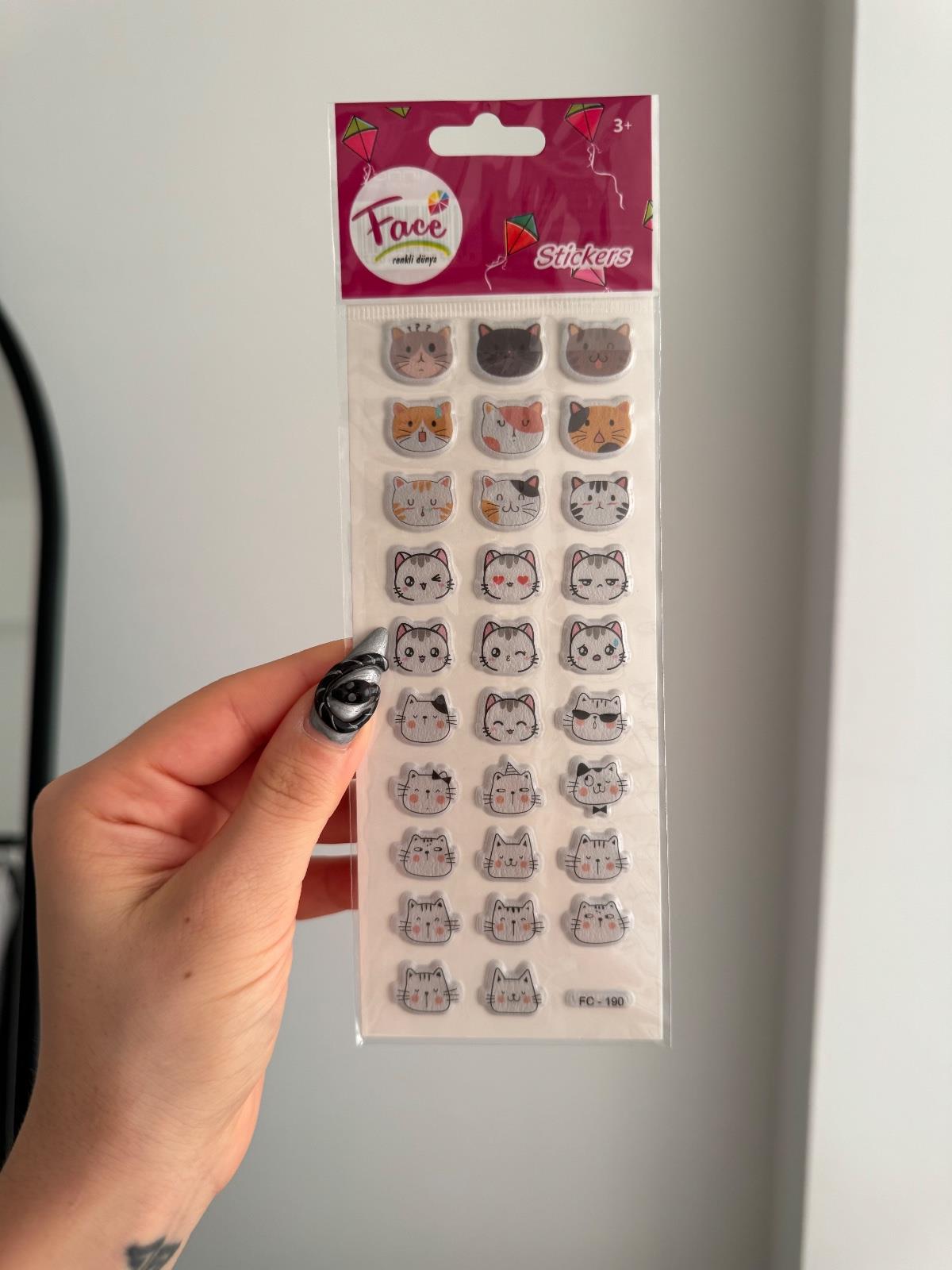 Sevimli Kedi Kabartmalı Sticker Set