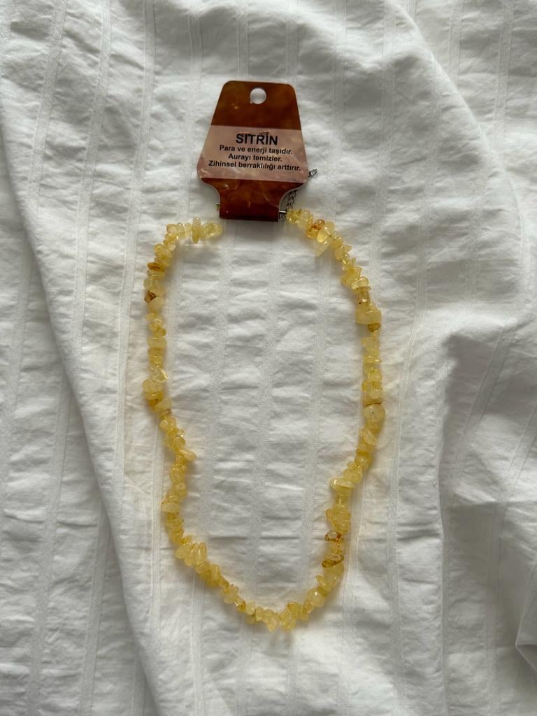 Sitrin Kırık Doğaltaş Kolye