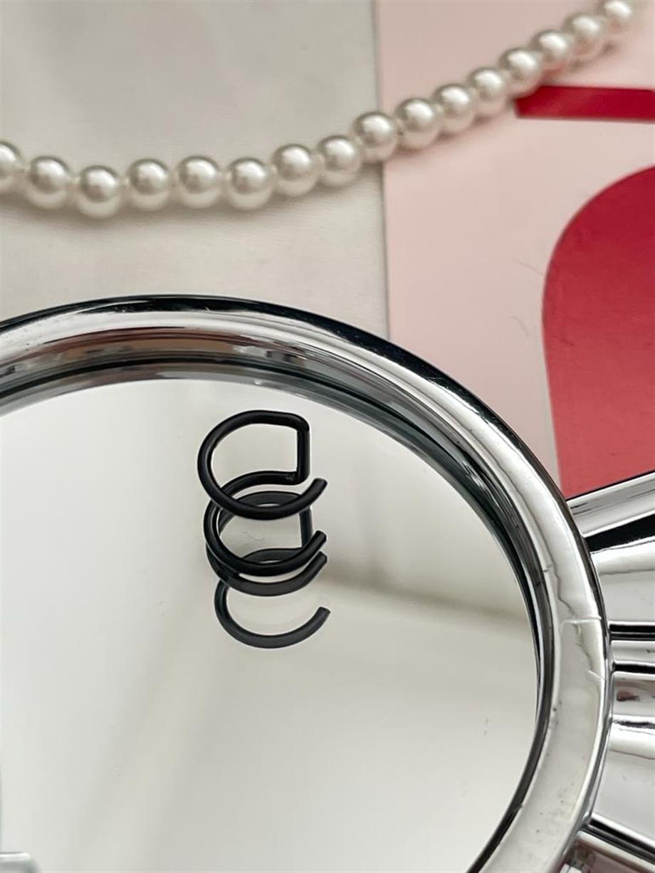 Siyah 2li Halka Sıkıştırmalı Küpe Fake Piercing