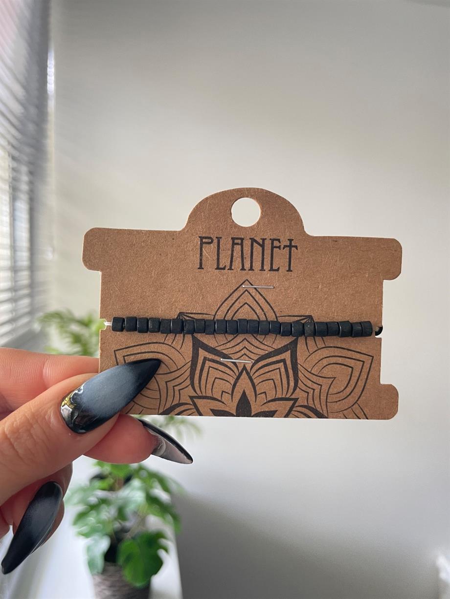 Siyah Ahşap Unisex Otantik Bileklik