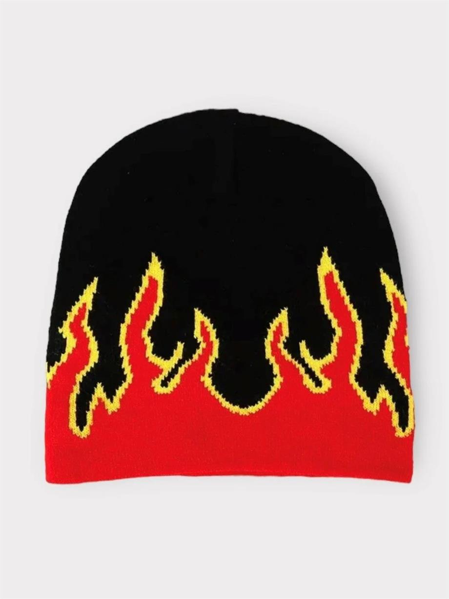 Siyah Kırmızı Alev Bere