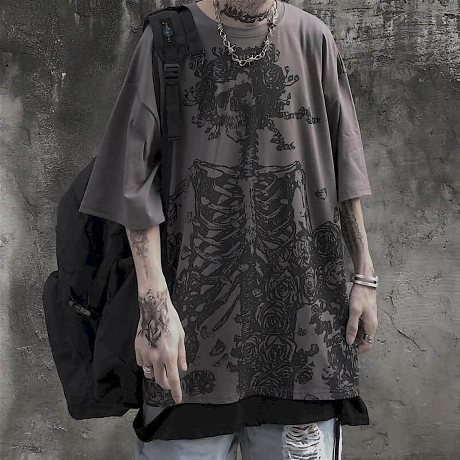 Skeleton Prince of Roses Füme Oversize (Unisex) T-shirt