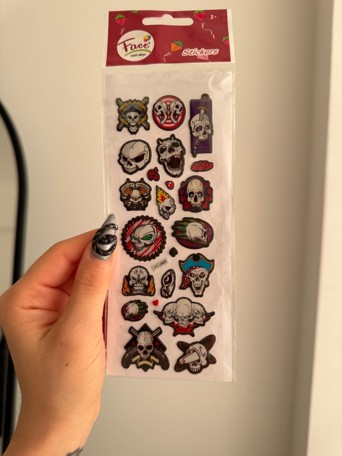 Skull Kabartmalı Sticker Set