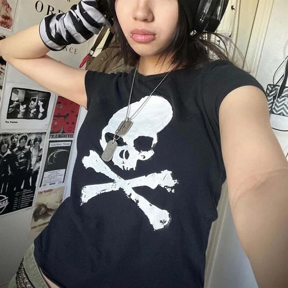 Skull Siyah Crop T-shirt