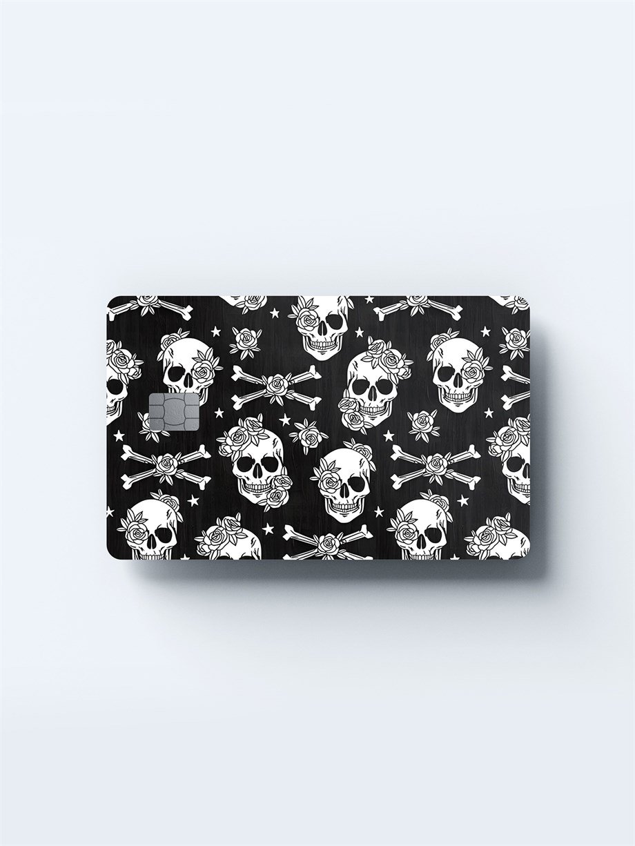 Skull Tasarımlı Kart Kaplama Sticker