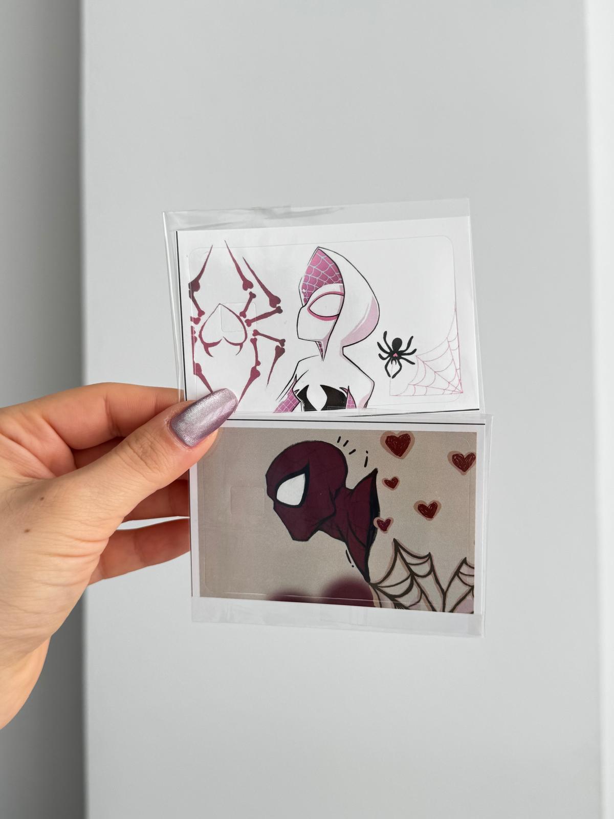 Spider Man ve Spider Woman Kart Kaplama Sticker 2li Set