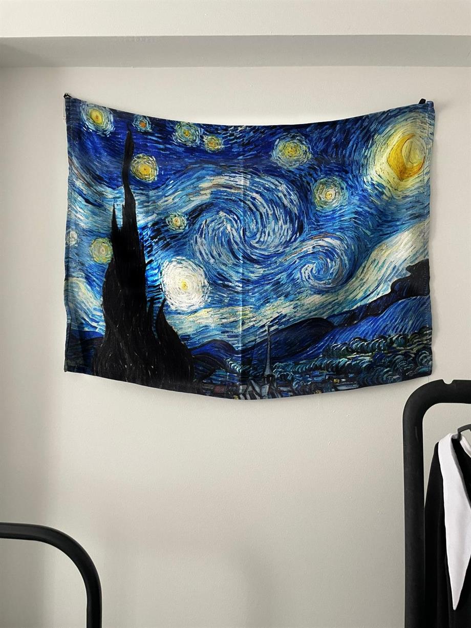 Starry Night - Vincent Van Gogh Duvar Örtüsü - Wall Tapestry I 70 x 100 cm