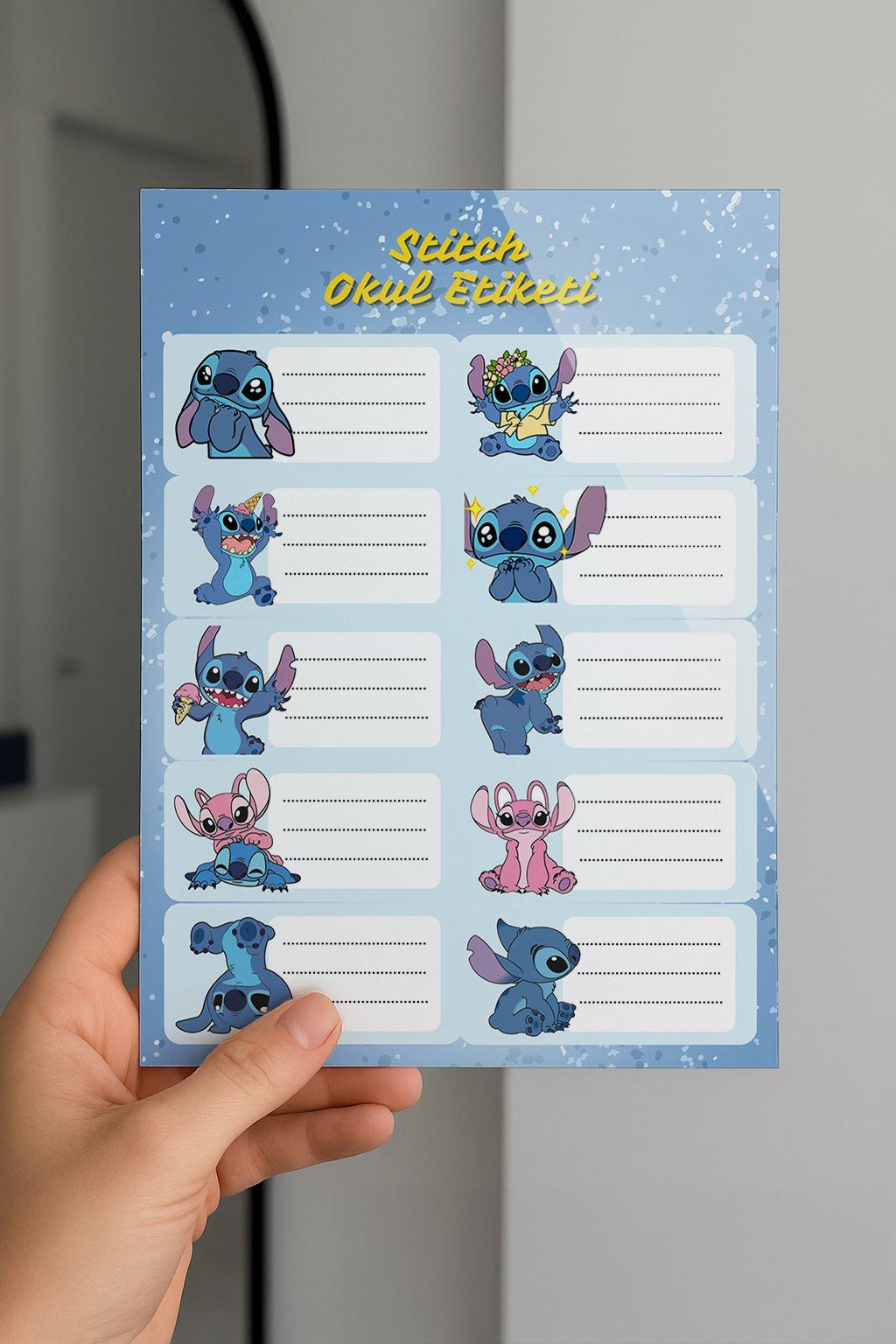 Stitch Okul Etiketi 3 lü Paket