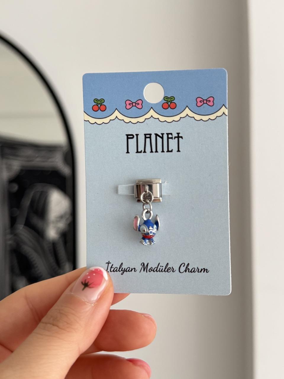 Stitch Sallantılı Kartlı İtalyan Charm