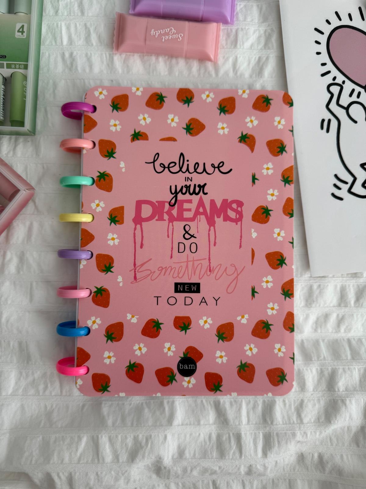 Strawberry Motto Kalp Spiralli Defter