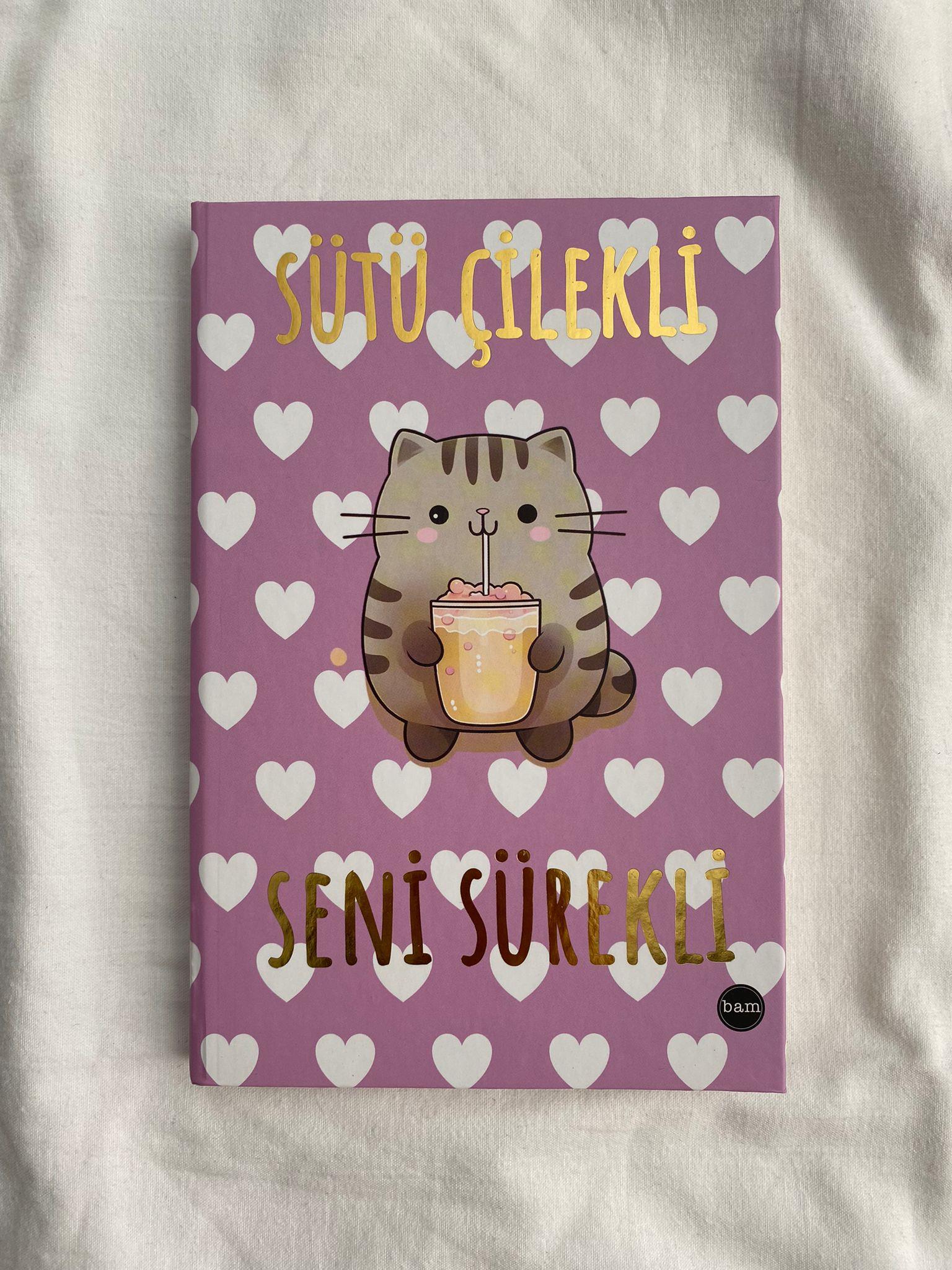 Sütü Çilekli Seni Sürekli Lastikli Sert Kapak Defter
