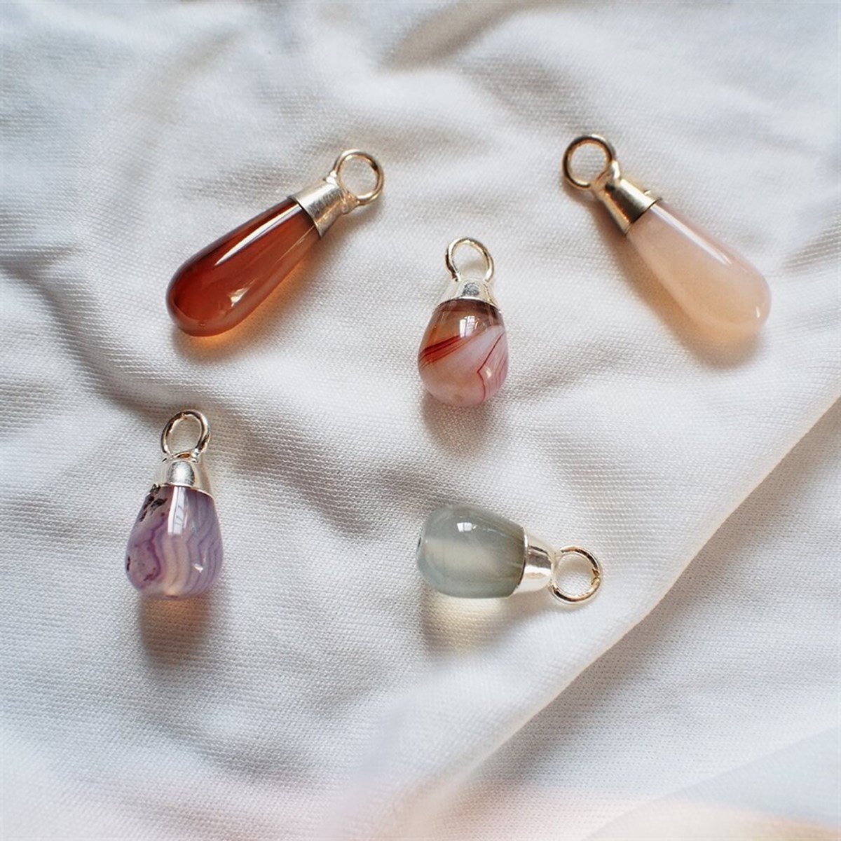 Tamburlu Akik Doğal Taş Aksesuar Charmı I DIY