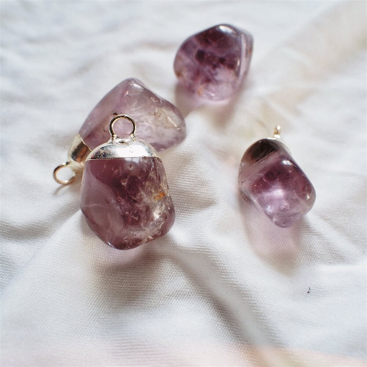 Tamburlu Ametist Doğal Taş Aksesuar Charmı I DIY