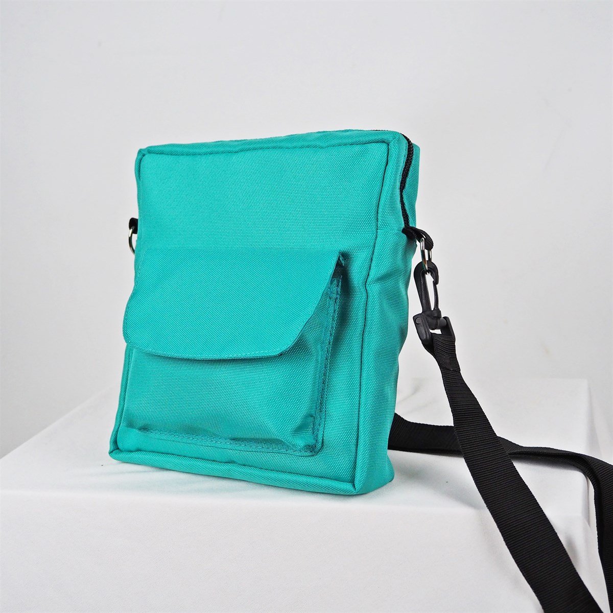 Turkuaz Crossbody Çanta Cırtlı