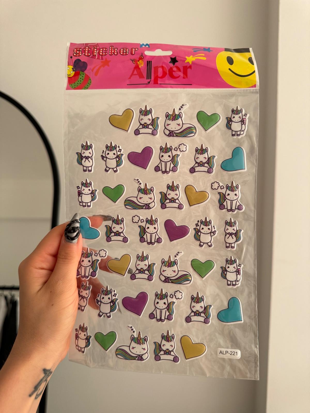 Unicorn Büyük Kabartmalı Sticker Set