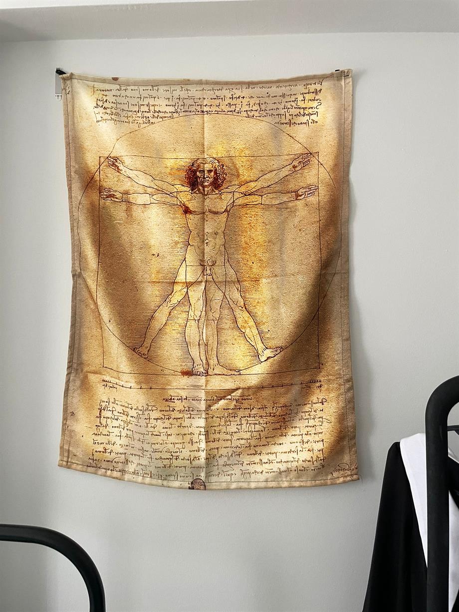 Vitruvian Man - Leanordo Da Vinci Duvar Örtüsü - Wall Tapestry I 70 x 100 cm
