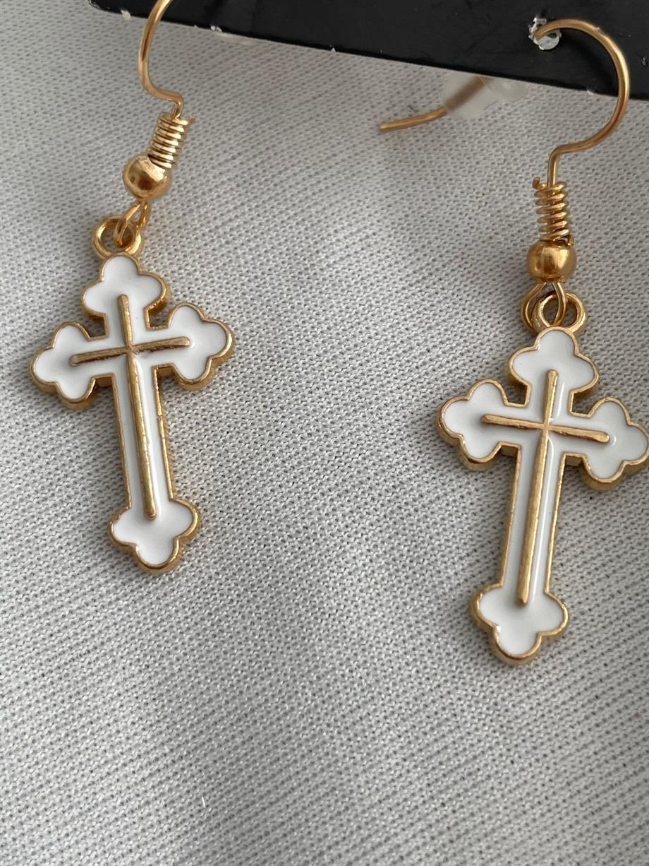White Cross Mineli Küpe