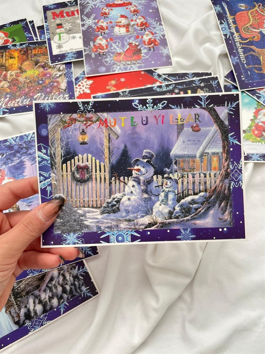 Yeni Yıl Sim Kabartmalı Kartpostal no 1