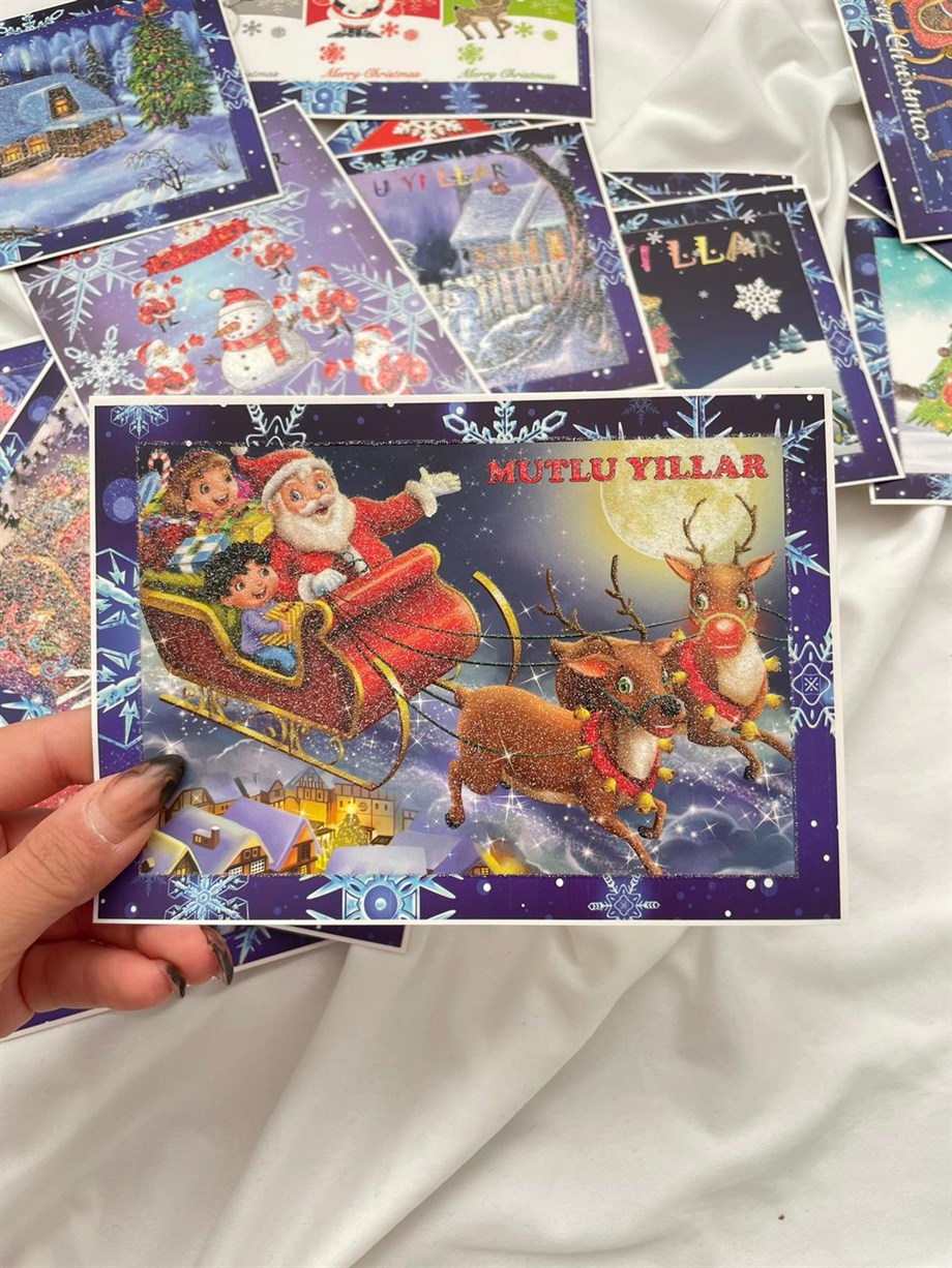 Yeni Yıl Sim Kabartmalı Kartpostal no 15