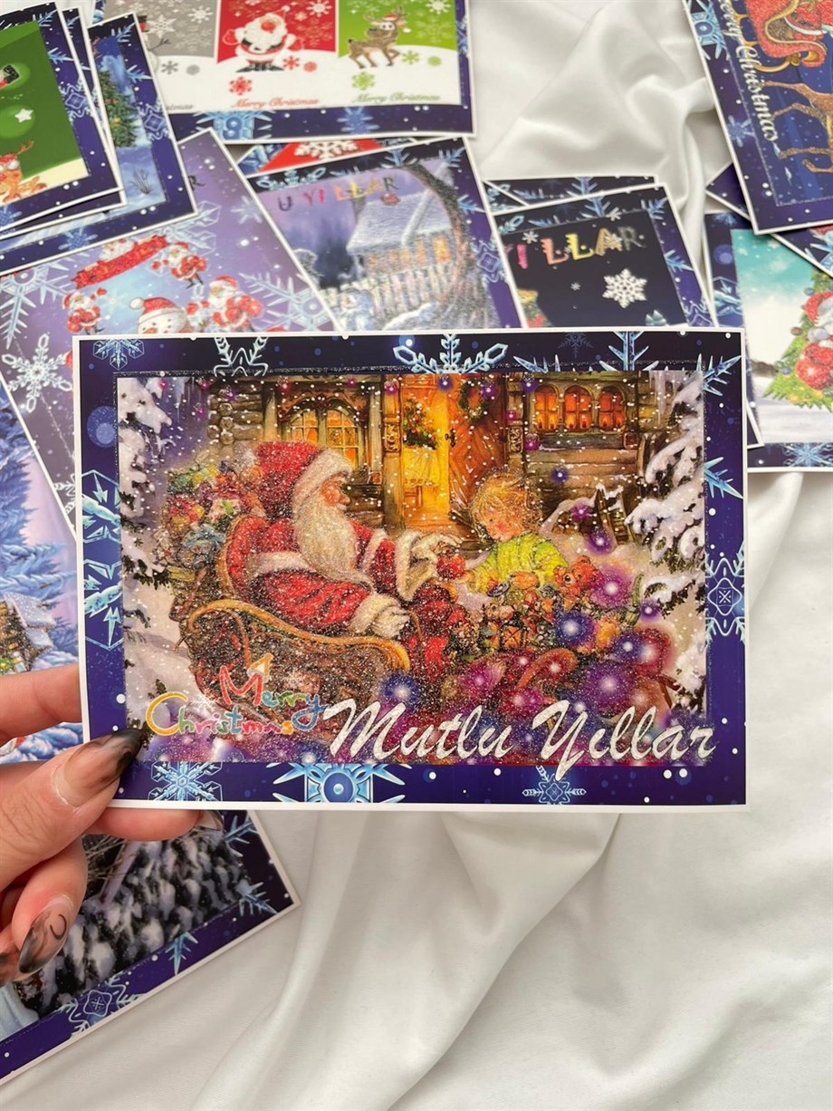 Yeni Yıl Sim Kabartmalı Kartpostal no 8