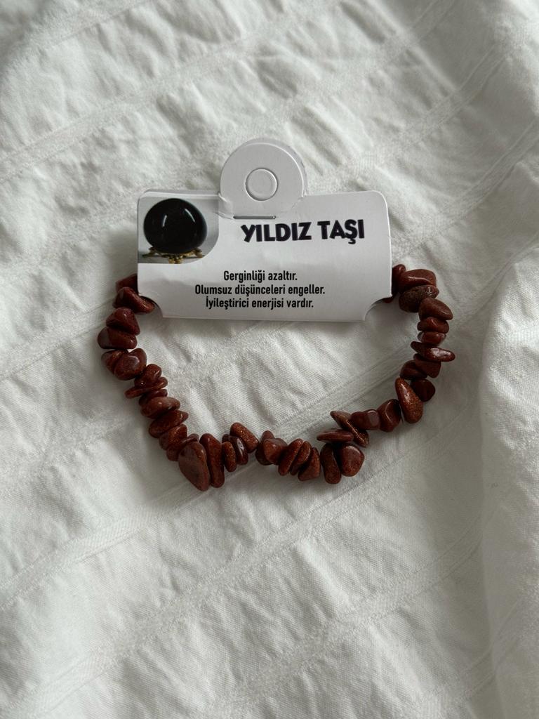Yıldız Taşı Kahverengi Kırık Doğaltaş Bileklik