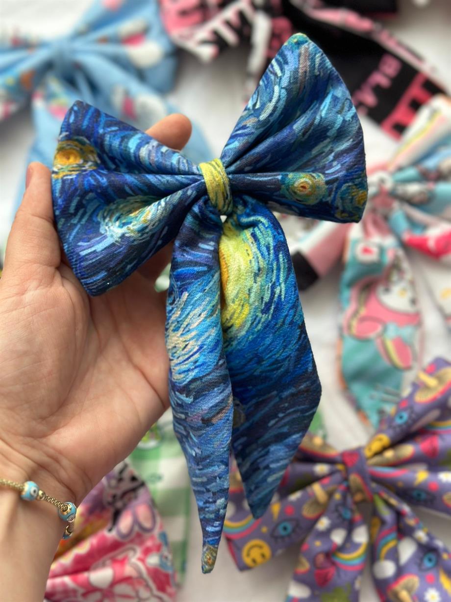 Yıldızlı Gece Lastikli Fiyonk Toka