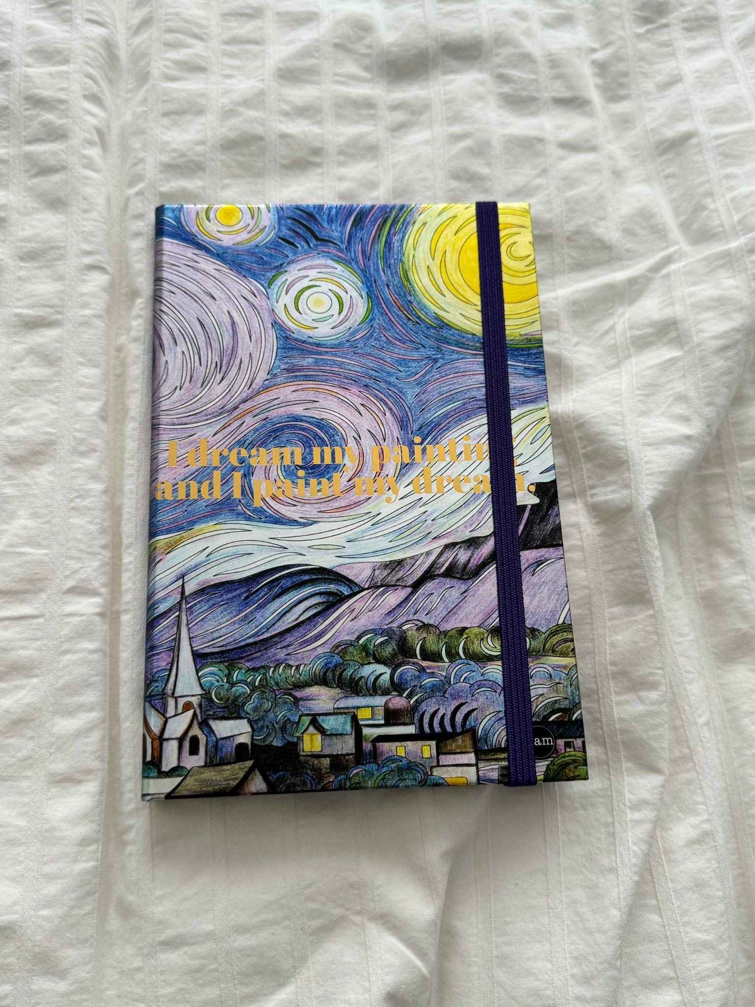 Yıldızlı Gece Motto Metalik Kapak Lastikli Defter