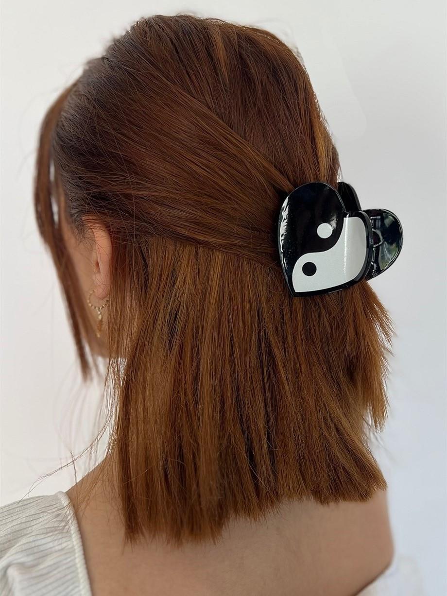 Ying Yang Desenli Kalp Mandal Toka