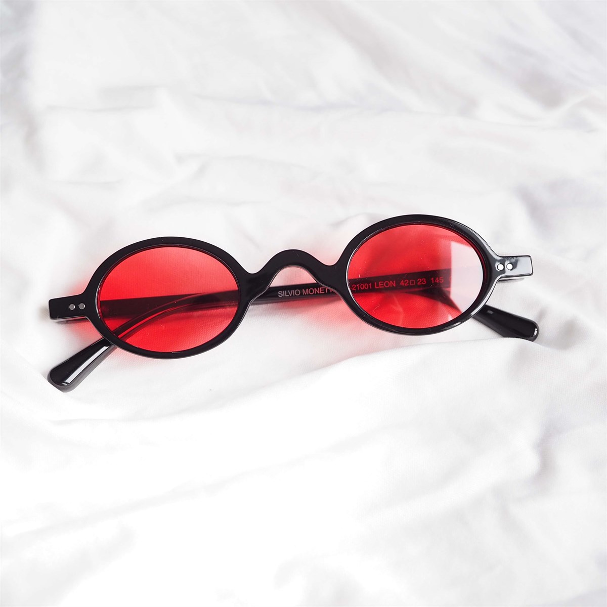 Yuvarlak Mini Çerçeve Güneş Gözlüğü Black Red