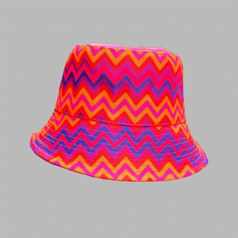 Zikzak Desenli Bucket Şapka