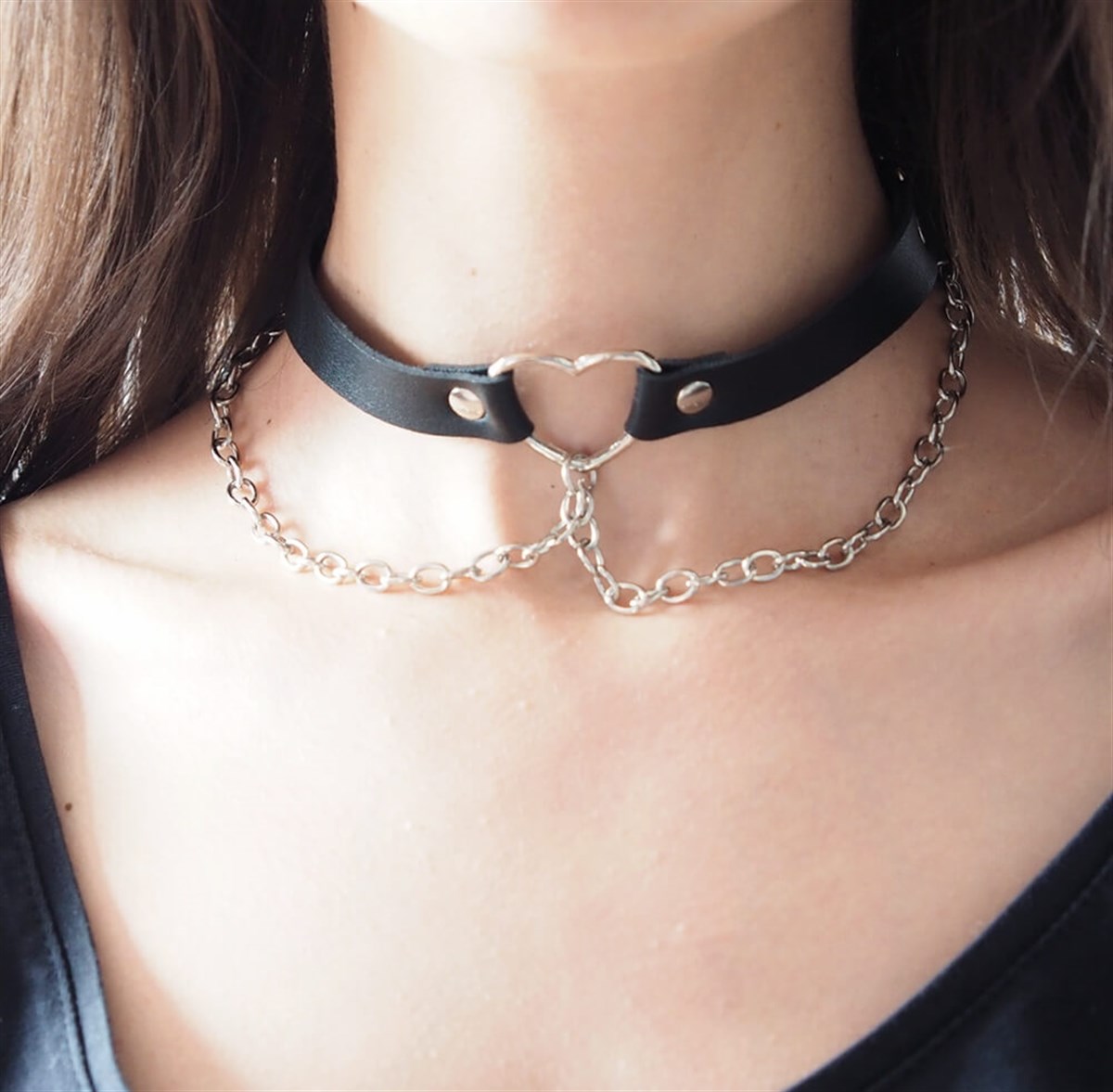 Zincirli Kalpli Boyun ve Bacak Choker Lastikli