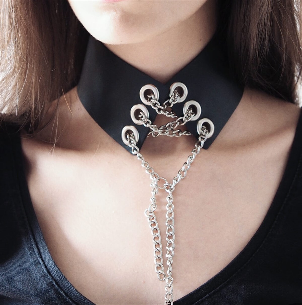 Zincirli Korse Choker Çıtçıtlı