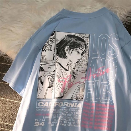 Harajuku Los Angeles Girl Mavi (Unisex) T-shirt