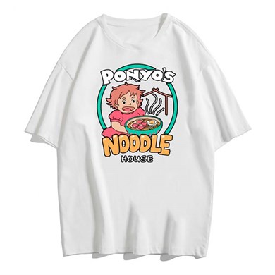 Anime Ponyo's Noodle House Beyaz (Unisex) T-shirt