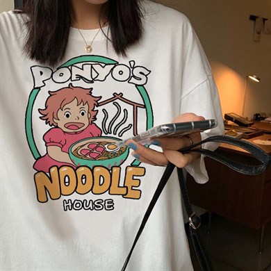 Anime Ponyo's Noodle House Beyaz (Unisex) T-shirt