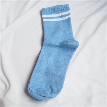 Bebek Mavisi Çizgili Çorap