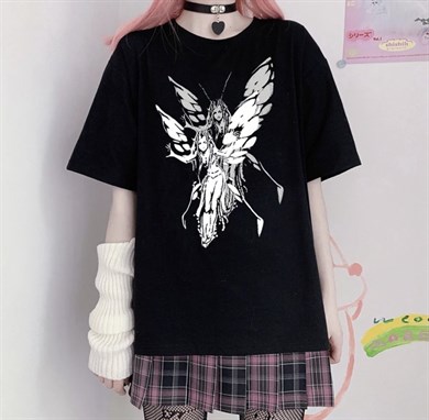 Harajuku Fairy Girl Siyah (Unisex) T-shirt