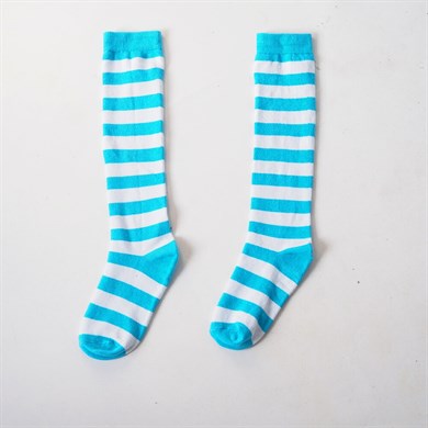 Mavi Beyaz Çizgili Diz Üstü Çorap