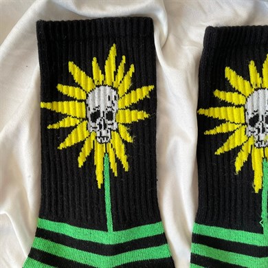 Sunflower Skull Çizgili Çorap