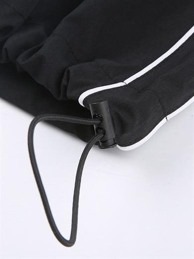 Zip Detail Black Baggy Oversize Şeritli Eşofman
