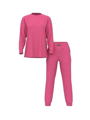 %100 Pamuklu Işıltılı Uzun Pijama Takımı