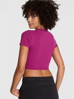 All-Day Pamuklu V Yaka Crop Tişört