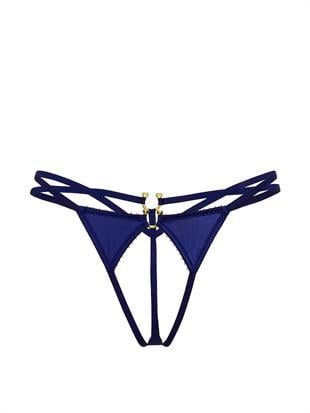 Askılı Halka Detaylı Crotchless V-String Külot