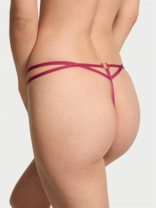 Askılı Halka Detaylı Crotchless V-String Külot
