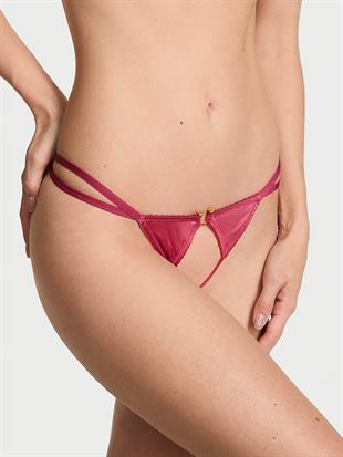Askılı Halka Detaylı Crotchless V-String Külot