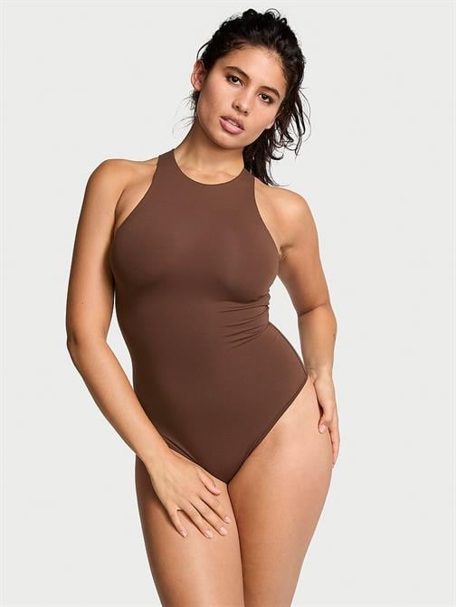 Base Dik Yaka Esnek Bodysuit