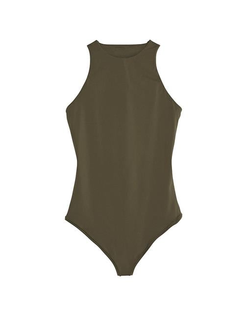 Base Dik Yaka Esnek Bodysuit