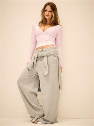 Base Esnek Büzgülü Uzun Kollu Tişört