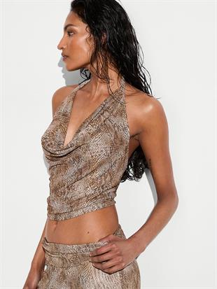 Beachwear Balıkçı Yaka Askılı Bluz