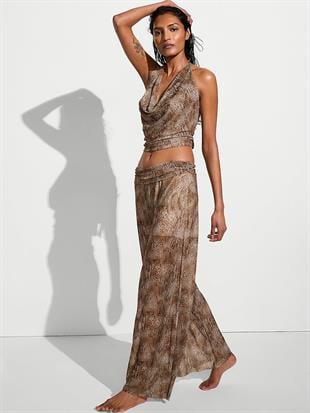 Beachwear Beli Katlanabilen Tül Pantolon